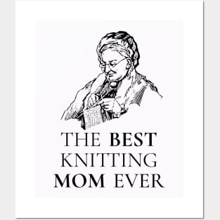 THE BEST KNITTING CRAFTS MOM LINE ART SIMPLE VECTOR STYLE, MOTHER OLD TIMES Posters and Art